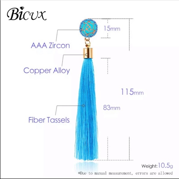 NWT Bohemian Tassel Crystal long earrings - Picture 2 of 2